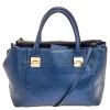 Emporio Armani Metallic Navy Blue Leather Tote For Women
