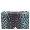 Emporio Armani Blue Snake Embossed Leather Flap Shoulder Bag For Women -Emporio Armani sale luxury women emporio armani used handbags p573056 008