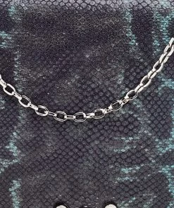 Emporio Armani Blue Snake Embossed Leather Flap Shoulder Bag For Women -Emporio Armani sale luxury women emporio armani used handbags p573056 009