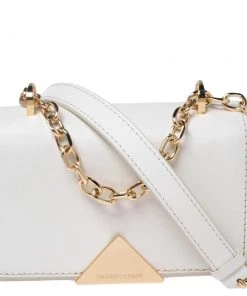 Emporio Armani White Leather Flap Crossbody Bag For Women