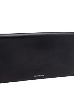 Emporio Armani Black Smooth Leather Clutch For Women -Emporio Armani sale luxury women emporio armani used handbags p586797 006
