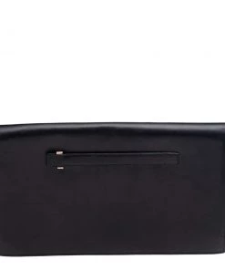 Emporio Armani Black Smooth Leather Clutch For Women -Emporio Armani sale luxury women emporio armani used handbags p586797 008