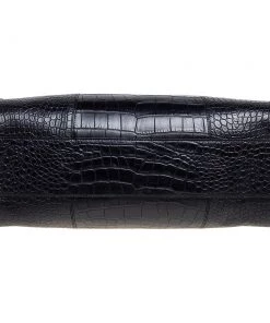 Emporio Armani Black Croc Embossed Leather Dome Satchel For Women -Emporio Armani sale luxury women emporio armani used handbags p591751 008