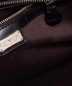 Emporio Armani Black Croc Embossed Leather Dome Satchel For Women -Emporio Armani sale luxury women emporio armani used handbags p591751 012