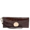 Emporio Armani Brown Croc Embossed Leather Continental Wallet For Women -Emporio Armani sale luxury women emporio armani used handbags p601243 006