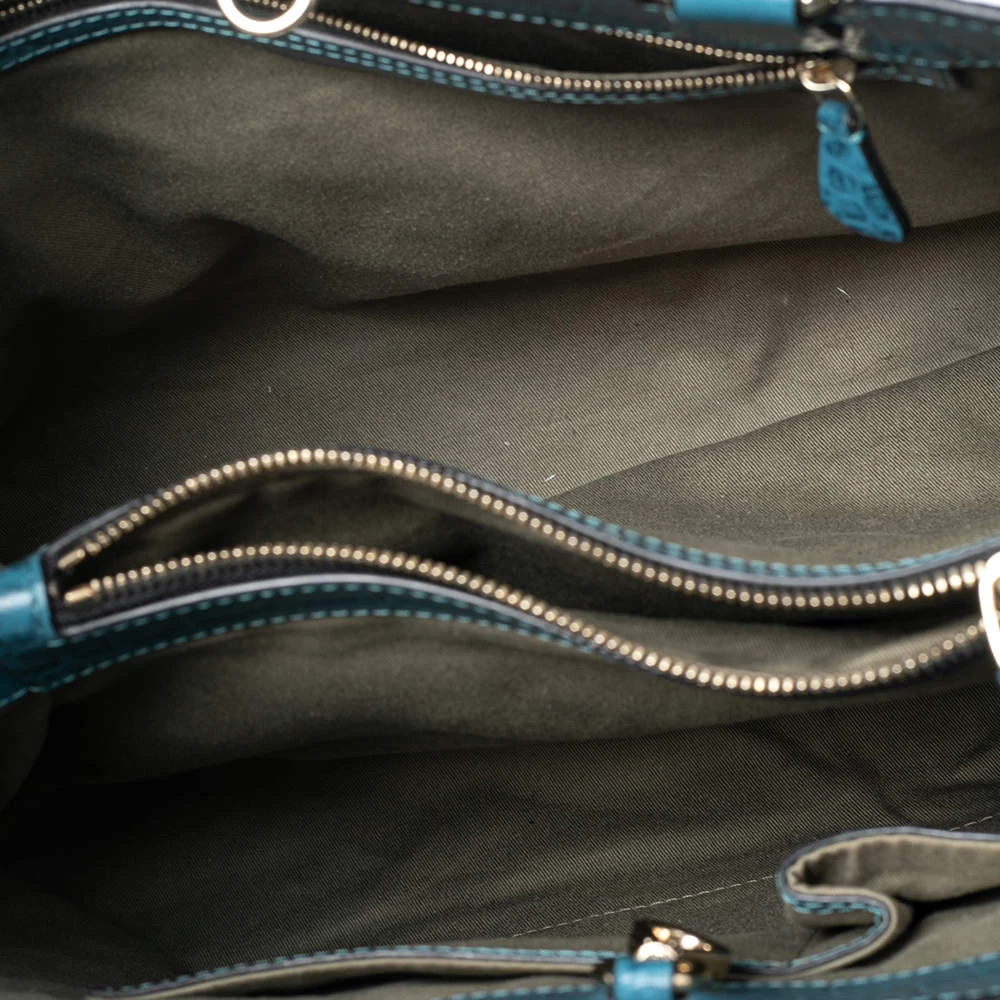 Emporio Armani Ocean Blue Croc Embossed Leather New Beverly Tote For Women 9 Emporio Armani Ocean Blue Croc Embossed Leather New Beverly Tote For Women - Image 7