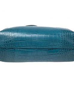 Emporio Armani Ocean Blue Croc Embossed Leather New Beverly Tote For Women 18 Emporio Armani Ocean Blue Croc Embossed Leather New Beverly Tote For Women -Emporio Armani sale luxury women emporio armani used handbags p610488 004