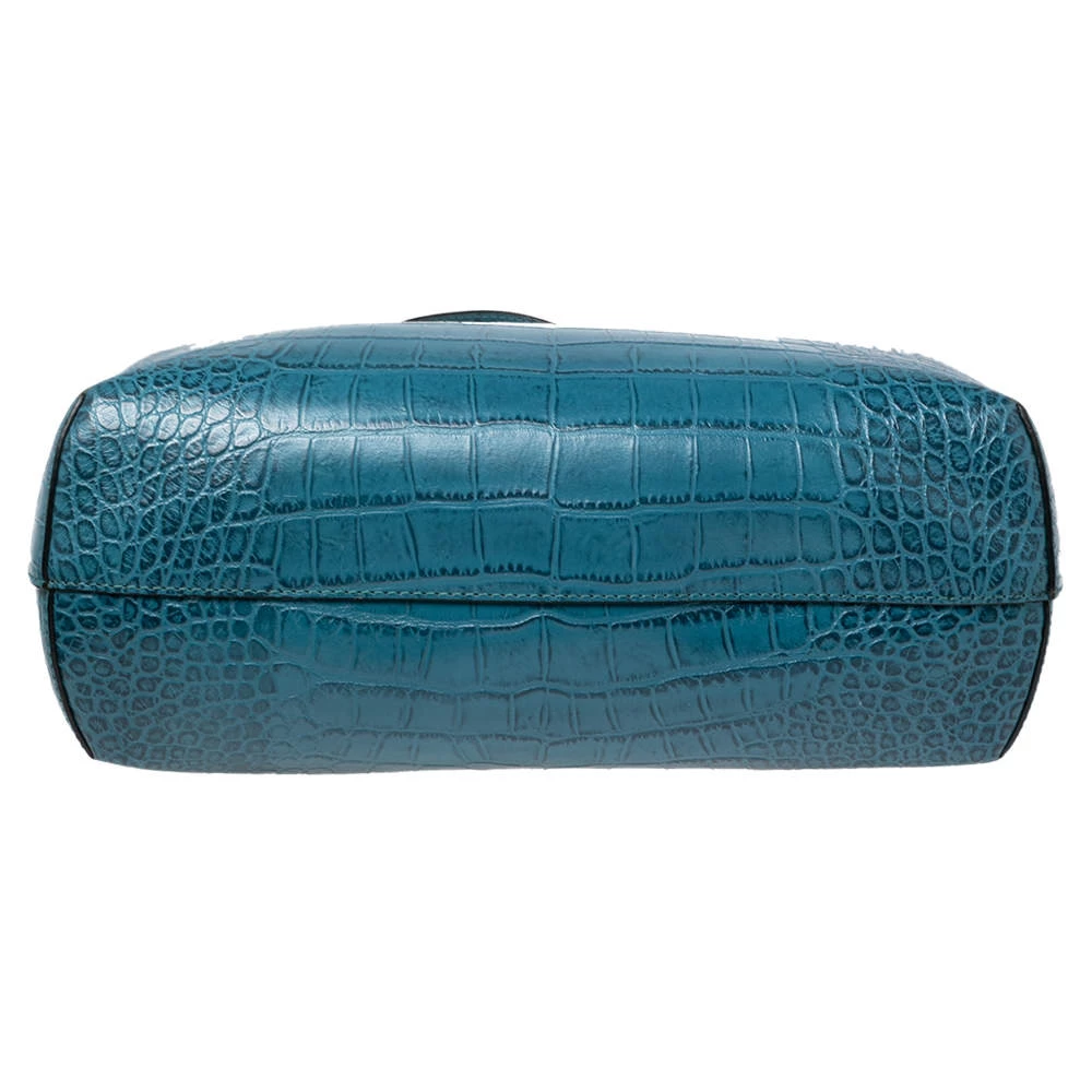 Emporio Armani Ocean Blue Croc Embossed Leather New Beverly Tote For Women 8 Emporio Armani Ocean Blue Croc Embossed Leather New Beverly Tote For Women - Image 6