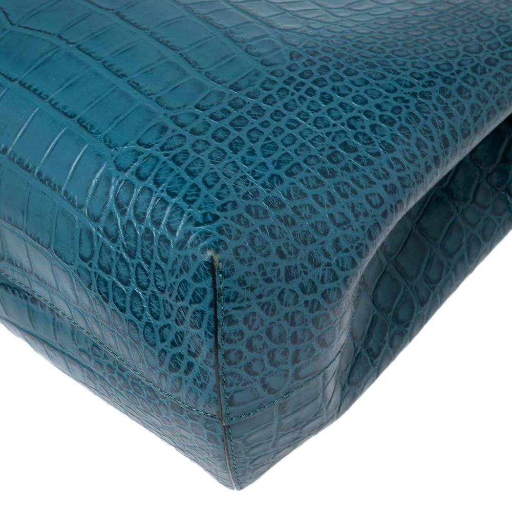 Emporio Armani Ocean Blue Croc Embossed Leather New Beverly Tote For Women 13 Emporio Armani Ocean Blue Croc Embossed Leather New Beverly Tote For Women - Image 11