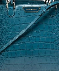 Emporio Armani Ocean Blue Croc Embossed Leather New Beverly Tote For Women 17 Emporio Armani Ocean Blue Croc Embossed Leather New Beverly Tote For Women -Emporio Armani sale luxury women emporio armani used handbags p610488 1647837667 012