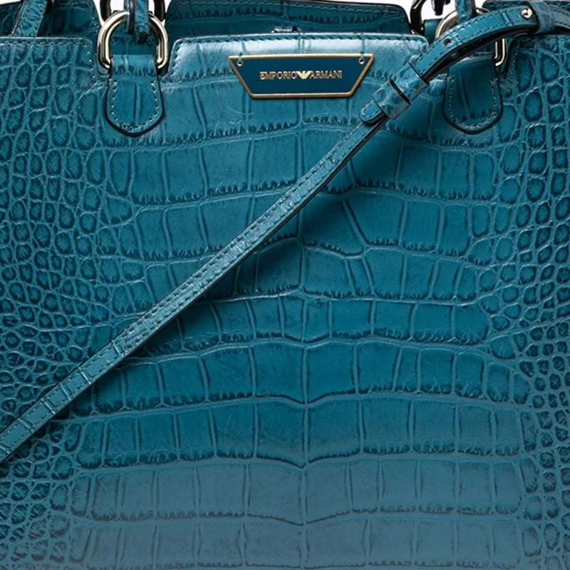 Emporio Armani Ocean Blue Croc Embossed Leather New Beverly Tote For Women 7 Emporio Armani Ocean Blue Croc Embossed Leather New Beverly Tote For Women - Image 5
