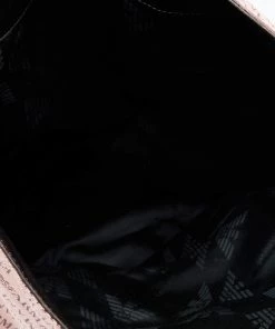 Emporio Armani Old Rose/Dark Brown Logo Print Canvas And Leather Tote For Women -Emporio Armani sale luxury women emporio armani used handbags p621776 008