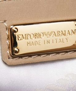 Emporio Armani Brown/Peach Embossed Leather Drawstring Tassel Shoulder Bag For Women -Emporio Armani sale luxury women emporio armani used handbags p635652 001