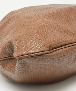 Emporio Armani Brown/Peach Embossed Leather Drawstring Tassel Shoulder Bag For Women -Emporio Armani sale luxury women emporio armani used handbags p635652 006