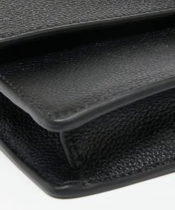 Emporio Armani Black Leather Push Lock Flap Chain Shoulder Bag For Women -Emporio Armani sale luxury women emporio armani used handbags p643497 004