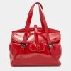 Emporio Armani Red Patent Leather Satchel For Women -Emporio Armani sale luxury women emporio armani used handbags p645160 002