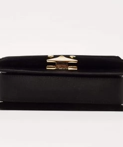 Emporio Armani Black Velvet And Satin Flap Chain Shoulder Bag For Women -Emporio Armani sale luxury women emporio armani used handbags p645609 003