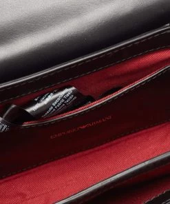 Emporio Armani Black Velvet And Satin Flap Chain Shoulder Bag For Women -Emporio Armani sale luxury women emporio armani used handbags p645609 009