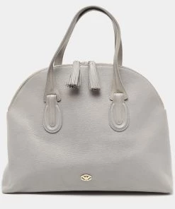 Emporio Armani Grey Leather Zip Satchel For Women