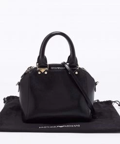 Emporio Armani Black Leather Logo Satchel For Women 23 Emporio Armani Black Leather Logo Satchel For Women -Emporio Armani sale luxury women emporio armani used handbags p661484 010