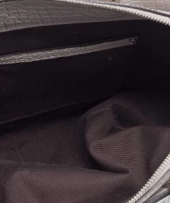 Emporio Armani Light Grey Croc Embossed Leather Satchel For Women -Emporio Armani sale luxury women emporio armani used handbags p669725 005