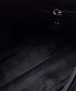 Emporio Armani Black Velvet Flap Shoulder Bag For Women -Emporio Armani sale luxury women emporio armani used handbags p676886 004