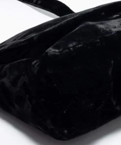 Emporio Armani Black Velvet Flap Shoulder Bag For Women -Emporio Armani sale luxury women emporio armani used handbags p676886 011