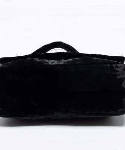 Emporio Armani Black Velvet Flap Shoulder Bag For Women -Emporio Armani sale luxury women emporio armani used handbags p676886 013
