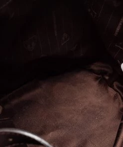 Emporio Armani Brown/Beige Signature Fabric And Leather Drawstring Bucket Bag For Women -Emporio Armani sale luxury women emporio armani used handbags p679878 011