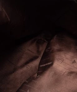 Emporio Armani Brown/Beige Signature Fabric And Leather Drawstring Bucket Bag For Women -Emporio Armani sale luxury women emporio armani used handbags p679878 013