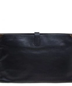 Emporio Armani Black Leather Clutch For Women -Emporio Armani sale luxury women emporio armani used handbags p98147 004