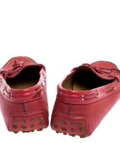 Emporio Armani Pink Leather Bow Loafers Size 40 For Women -Emporio Armani sale luxury women emporio armani used shoes p252606 005