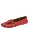 Emporio Armani Pink Leather Bow Loafers Size 40 For Women
