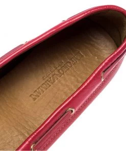 Emporio Armani Pink Leather Bow Loafers Size 40 For Women -Emporio Armani sale luxury women emporio armani used shoes p252606 008