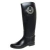 Emporio Armani Black Rubber Wellington Knee High Boots Size 40 For Women
