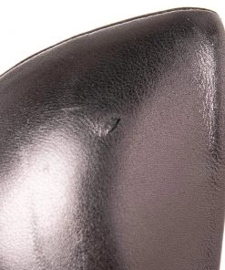 Emporio Armani Metallic Grey Leather Peep-Toe Pumps Size 38 For Women -Emporio Armani sale luxury women emporio armani used shoes p584252 009