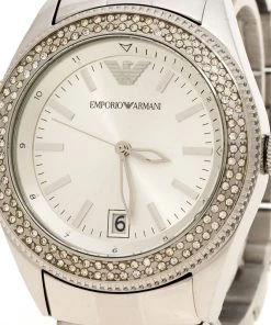 Emporio Armani SIlver Stainless Steel & Crystal AR-5781 Women's Wristwatch 39mm For Women -Emporio Armani sale luxury women emporio armani used watches p131791 003