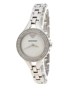 Emporio Armani White Mother Of Pearl Stainless Steel Chiara AR8038 Women's Wristwatch 28 Mm For Women