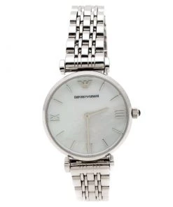 Emporio Armani Mother Of Pearl Stainless Steel Classic AR1682 Women's Wristwatch 32 Mm For Women