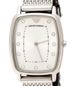 Emporio Armani Silver Stainless Steel Epsilon AR2495 Women's Wristwatch 24 Mm For Women -Emporio Armani sale luxury women emporio armani used watches p210168 004