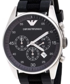 Emporio Armani Black Stainless Steel AR5866 Chronograph Men's Wristwatch 43 Mm For Men -Emporio Armani sale luxury women emporio armani used watches p243986 003