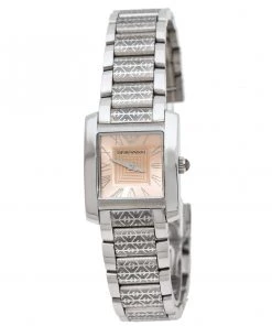 Emporio Armani Peach Stainless Steel AR5710 Women's Wristwatch 23 Mm For Women