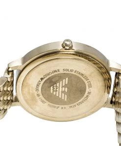 Emporio Armani Mother Of Pearl Yellow Gold Tone Stainless Steel AR11007 Women's Wristwatch 32 Mm For Women -Emporio Armani sale luxury women emporio armani used watches p313203 003