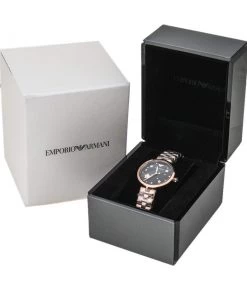 Emporio Armani Black Mother Of Pearl Rose Gold Tone Stainless Steel Arianna AR11197 Women's Wristwatch 32 Mm For Women -Emporio Armani sale luxury women emporio armani used watches p317726 001