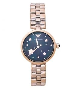 Emporio Armani Black Mother Of Pearl Rose Gold Tone Stainless Steel Arianna AR11197 Women's Wristwatch 32 Mm For Women