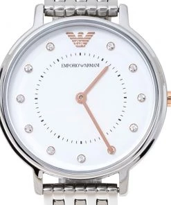 Emporio Armani White Stainless Steel Two-Hand AR80023 Wristwatch 32 Mm Set With Earrings And Bracelet For Women -Emporio Armani sale luxury women emporio armani used watches p355880 006