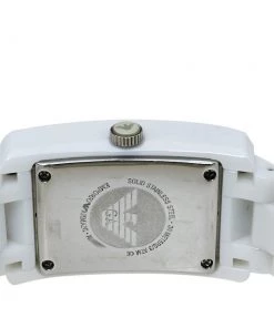 Emporio Armani White Ceramic Stainless Steel AR1409 Women's Wristwatch 25 Mm For Women -Emporio Armani sale luxury women emporio armani used watches p384524 002