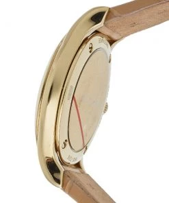 Emporio Armani Brown Gold Plated Stainless Steel & Leather Classic Women's Wristwatch 28 Mm For Women -Emporio Armani sale luxury women emporio armani used watches p392655 007