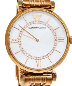 Emporio Armani Mother Of Pearl Gold Plated Stainless Steel Classic AR1909 Women's Wristwatch 32 Mm For Women -Emporio Armani sale luxury women emporio armani used watches p398481 005