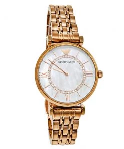 Emporio Armani Mother Of Pearl Gold Plated Stainless Steel Classic AR1909 Women's Wristwatch 32 Mm For Women